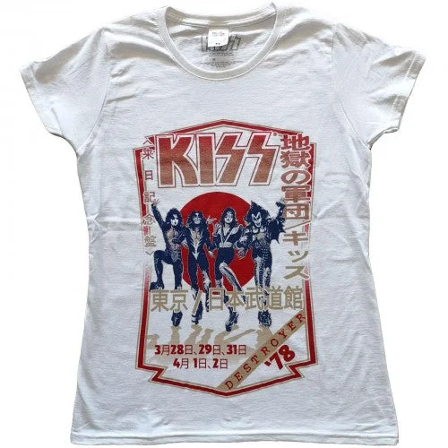 Kiss Womens/Ladies Destroyer Tour 78 T-Shirt-- Front Pockets Side Pockets Patch Pockets