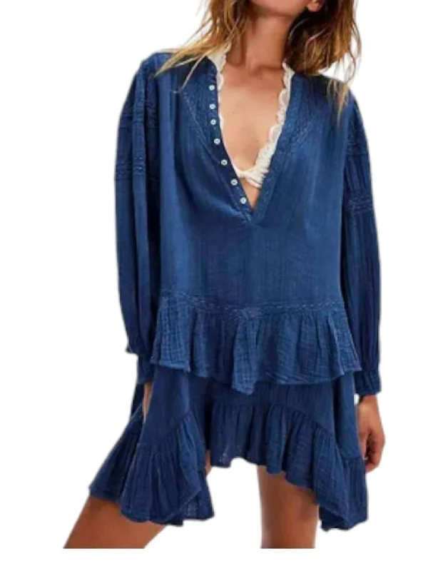Sachi Mini Dress In Navy Trendy Mini Dress with Belt