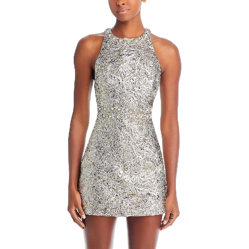Womens Textured Embellished Mini Dress Comfortable Boho Mini Dress
