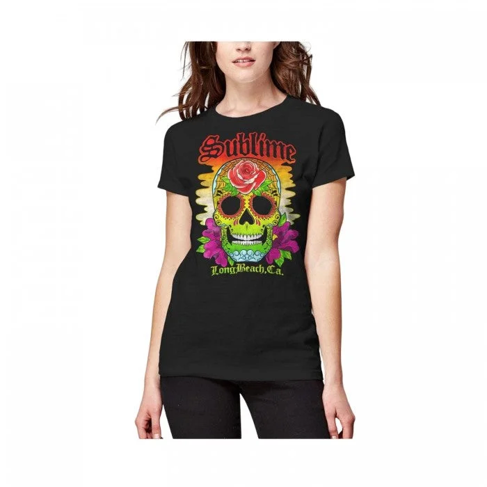 Sublime Womens/Ladies Skull T-Shirt-- Chenille Blend Fleece Blend Nylon Blend