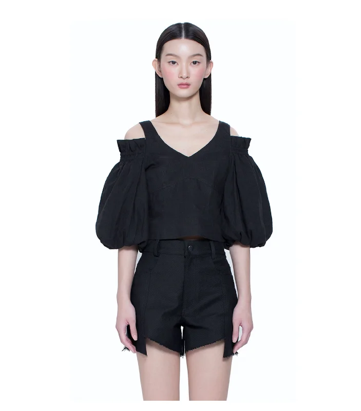V Neck Cutout Blouse Modern Oversized Blouse
