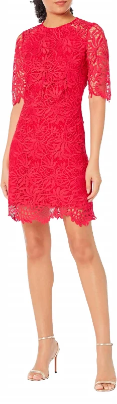 Taryn Mini Dress In Ruby Chic Puff Sleeve Mini Dress