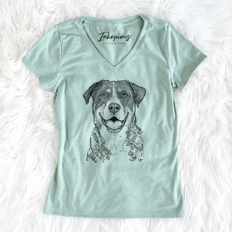 Bare Leon the Greater Swiss Mountain Dog - Women's V-neck Shirt-- Collared Crew Neck Turtle Neck