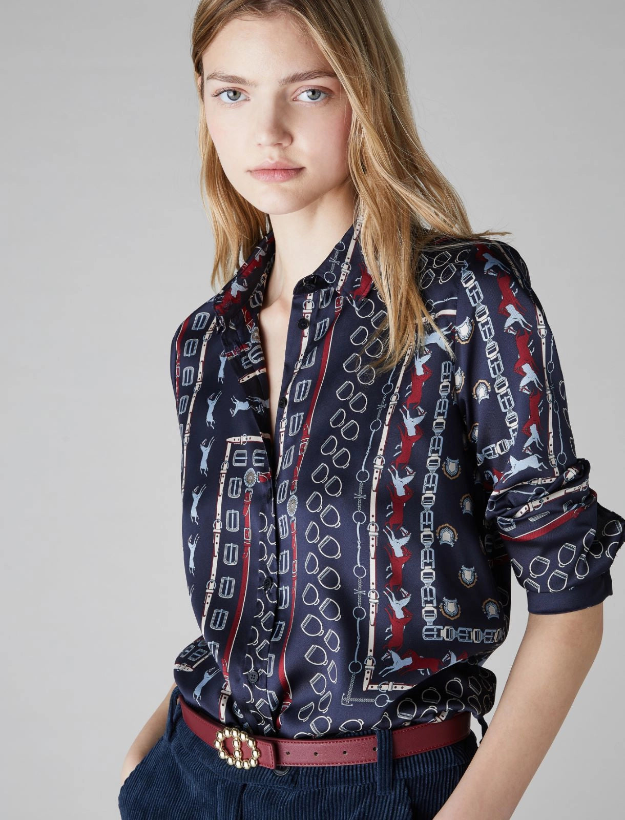 EMME Patterned Twill Shirt-- Asymmetrical Pockets Print