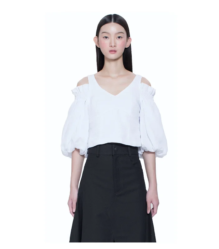 V Neck Cutout Blouse Elegant Embroidery Blouse
