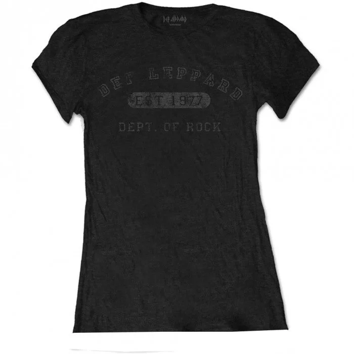 Def Leppard Womens/Ladies Collegiate Logo T-Shirt-- Chenille Blend Fleece Blend Nylon Blend