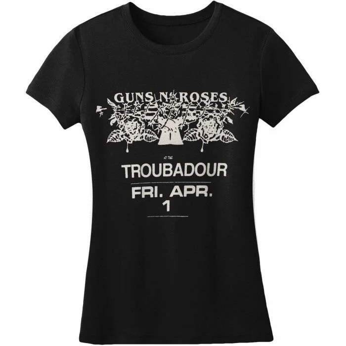 Guns N Roses Womens/Ladies Troubadour Flyer T-Shirt-- Solid Color Striped Floral