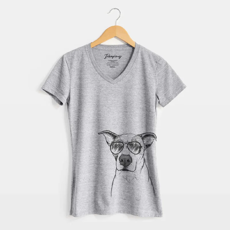 Aviator Lily the Mixed Breed - Women's V-neck Shirt-- Real Fur Shearling Chenille