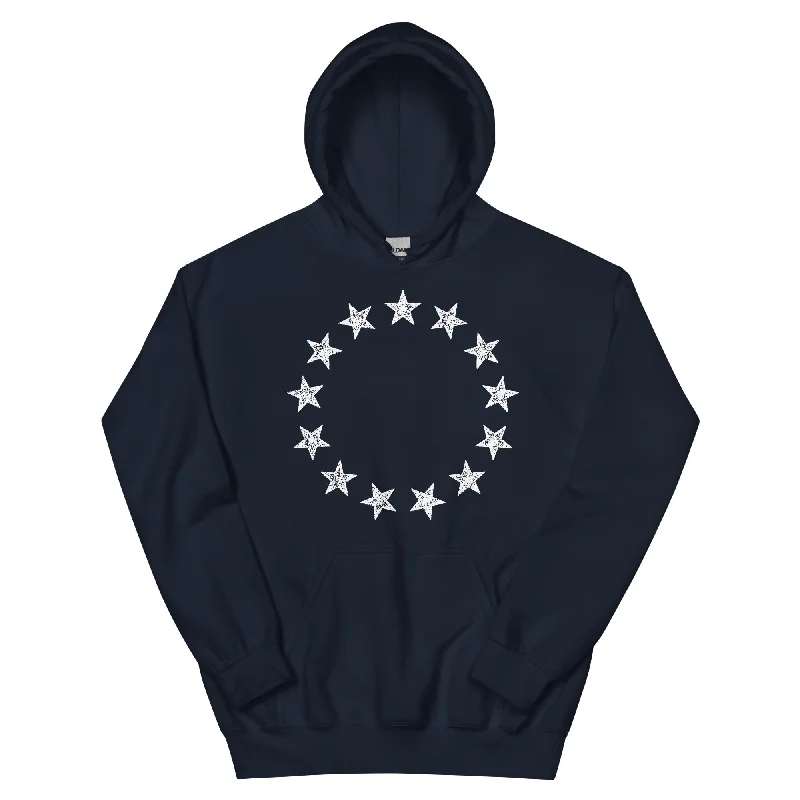 13 Stars Vintage Revolution Hoodie Hoodie with Hem Embroidery Detailed Premium