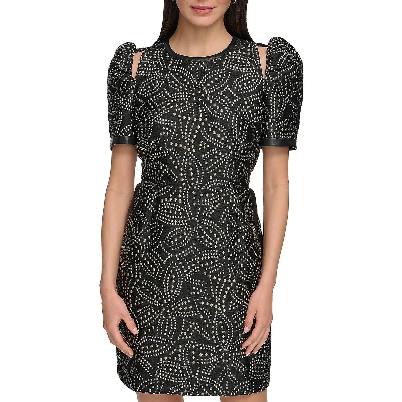 DKNY Womens Faux Trim Cut-Out Cocktail And Party Dress Tunics Sophisticated sleek