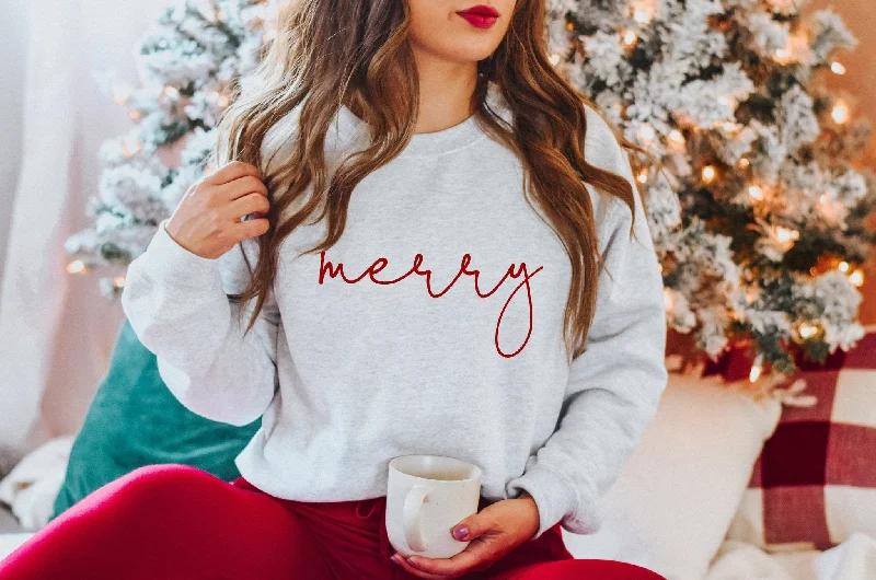 Merry Christmas Sweatshirt Merry Simple Minimal Shirt Hoodie with Monochrome Minimalist Simple