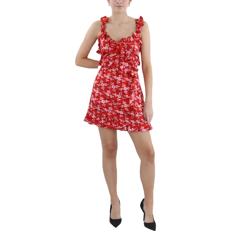 French Connection Womens Elianna Floral Print Mini Cocktail And Party Dress Chiffon Maxi Beach