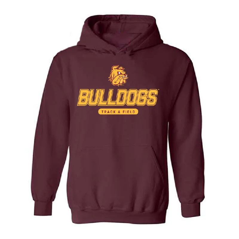 UMN Duluth - NCAA Women's Track & Field : Claire Becker - Classic Shersey Hooded Sweatshirt Hoodie with Exposed Zipper Edgy Industrial