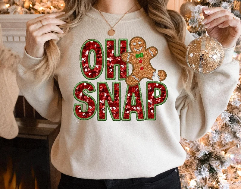 Woman's Oh Snap Funny Christmas Sweatshirt Tee Shirt Hoodie with Relaxed Fit Easy Casual
