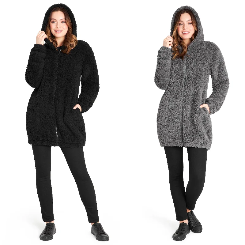 CityComfort Hoodies for Women and Teens, Fluffy Teddy Fleece Hoodie Hoodie with Slit Hem Functional Movement