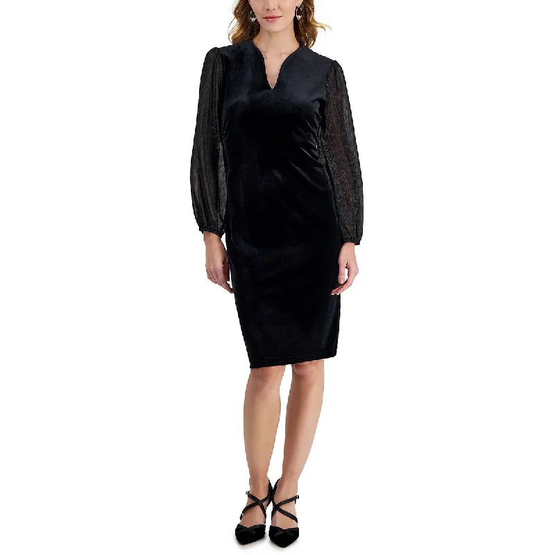 Connected Apparel Womens Petites Velvet Metallic Cocktail And Party Dress Tunics Winter warm