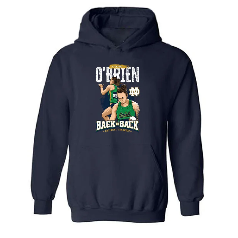 Notre Dame - NCAA Women's Track & Field : Jadin O'Brien - Hooded Sweatshirt Individual Caricature Hoodie with Emblem Brand Identity