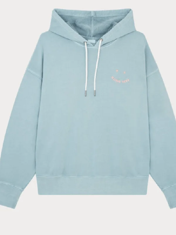 Paul Smith Blue Smiley Happy Hoodie Top W2R-226VE-L21169-43B Hoodie with Typography Text Message