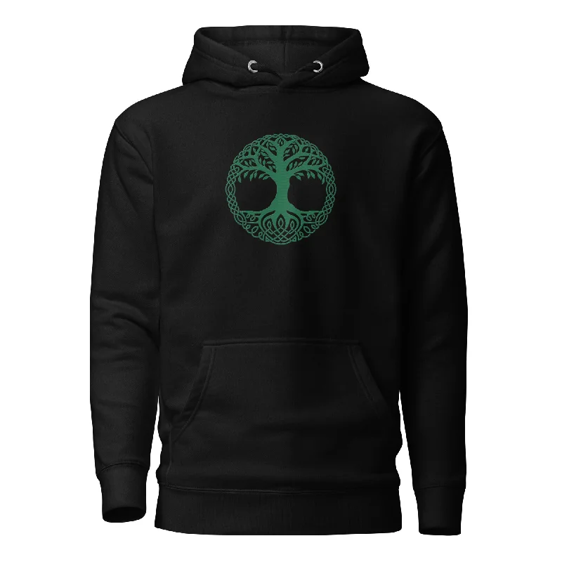 Yggdrasil Embroidered Hoodie Hoodie with Drop Shoulder Relaxed Streetwear
