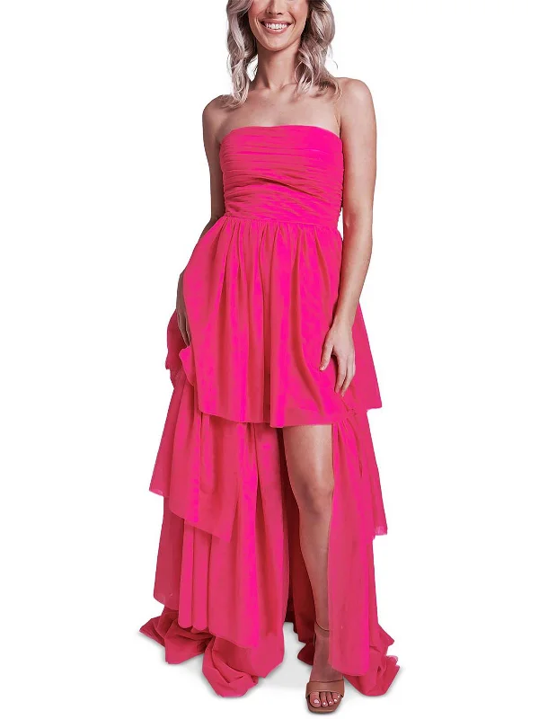 Juniors Womens Mesh Strapless Evening Dress Tunics Summer linen
