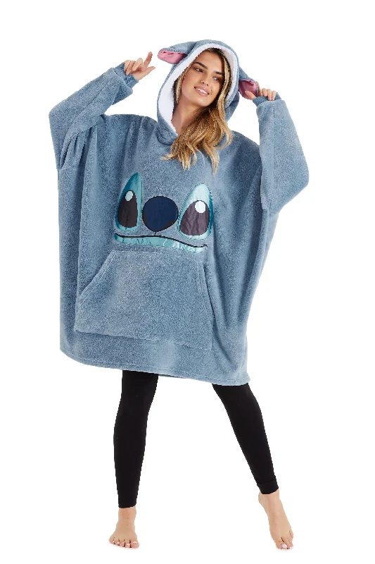 Disney Stitch Ohana Hoodie Blanket, Sherpa Fleece Oversized Hoodie, Stitch Disney Gifts Hoodie Jacket Zipper Layering