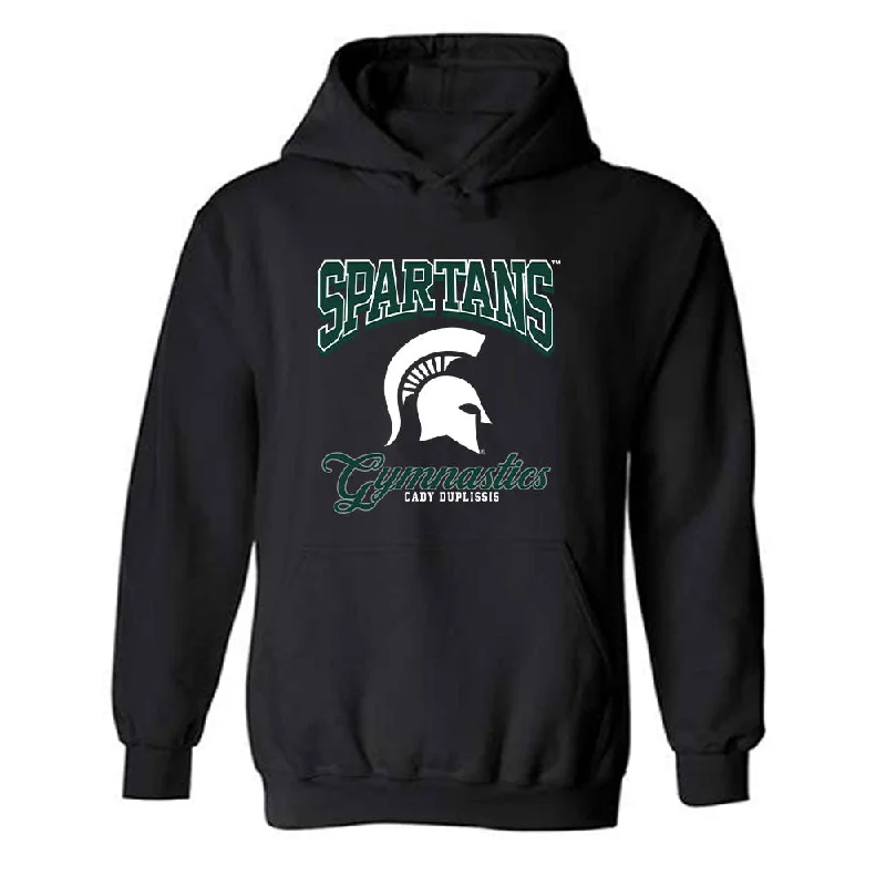 Michigan State - NCAA Women's Gymnastics : Cady Duplissis - Fashion Shersey Hooded Sweatshirt Hoodie with High Neck Warm Protective