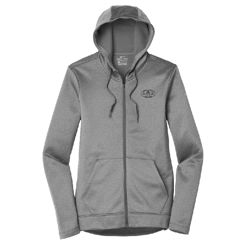 Vintage & Rare Oval Logo Nike Therma-FIT Full Zip Hoodie (Women) Hoodie with Stripes Bold Sporty