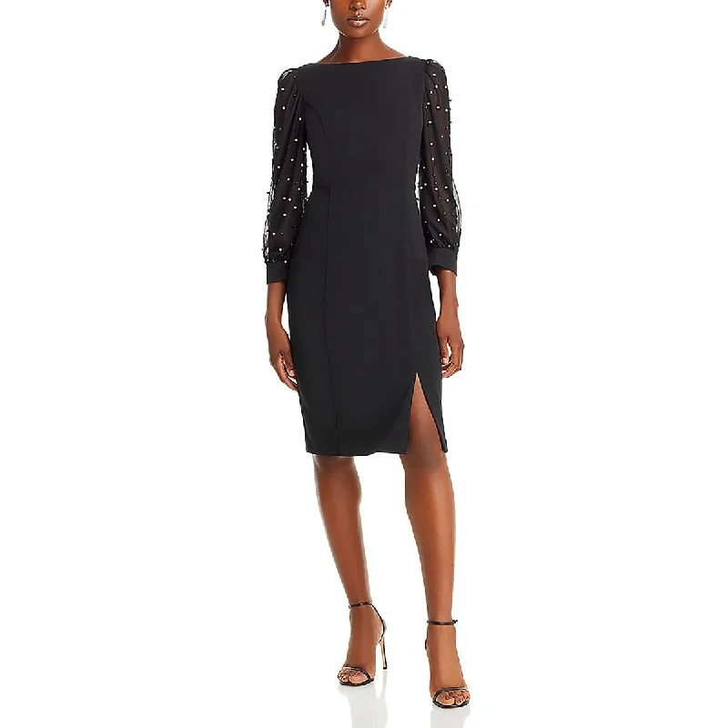 Eliza J Womens Embellished Sheer Sleeve Cocktail And Party Dress Tunics Fleece cozy