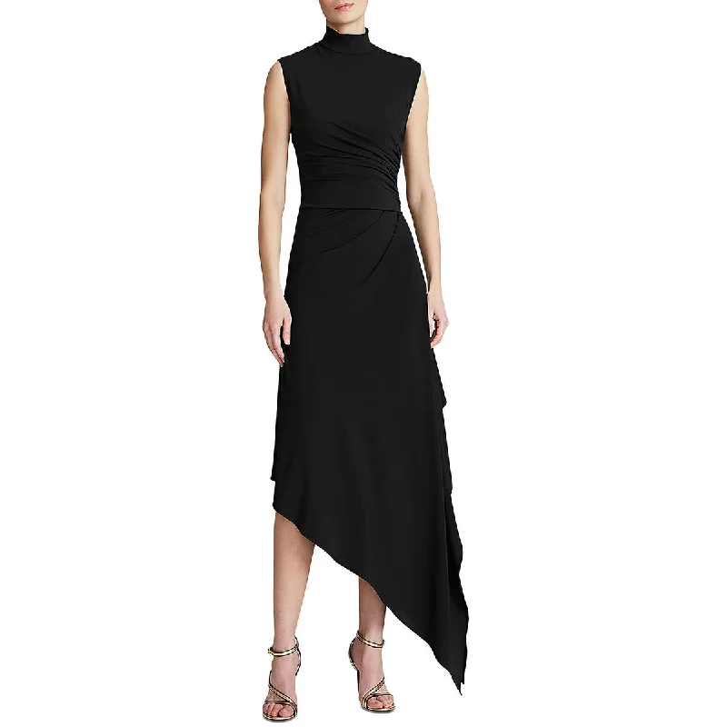 Halston Womens Layla Midi Drapey Cocktail And Party Dress Tunics Evening elegant