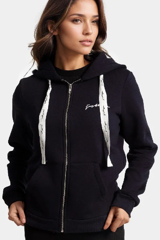 Hype Womens Navy Scribble Zip Hoodie Hoodie with Hem Fringe Bohemian Relaxed