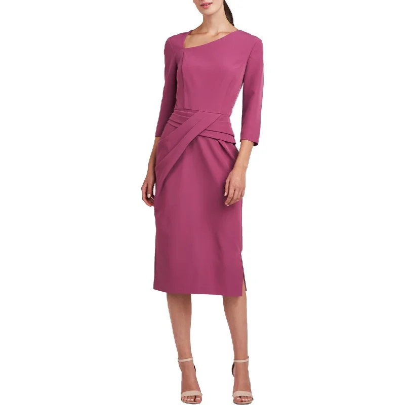 Kay Unger New York Womens Alexa Asymmetric Below Knee Cocktail And Party Dress Turtleneck Warm Winter