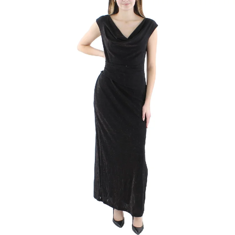 Connected Apparel Womens Petites Metallic Midi Cocktail and Party Dress Tunics Ceremony elegant