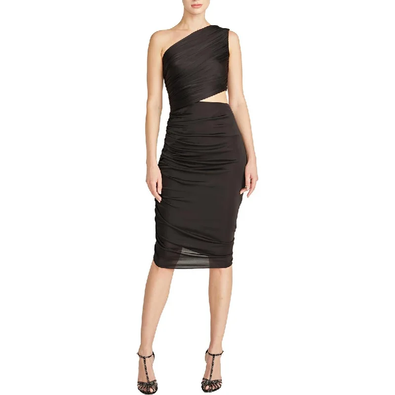 Halston Womens Cassidy One Shoulder Midi Cocktail and Party Dress Tunics Travel practical