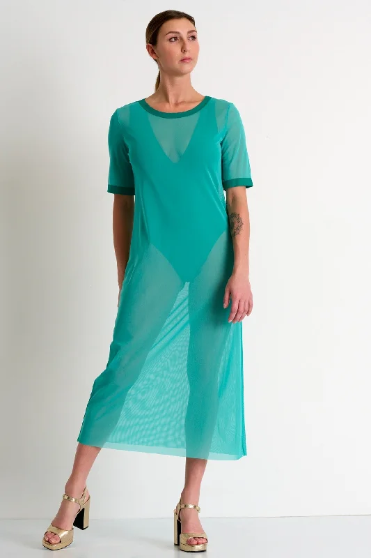 Long Mesh Dress - 52233-64-670 Boat Neckline Classic