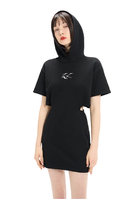 Waist Cutout Logo Dress Tunics Sophisticated sleek