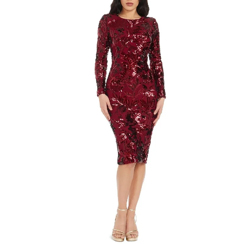 Dress The Population Womens Sequined  Cocktail And Party Dress Tunics Mesh breathable