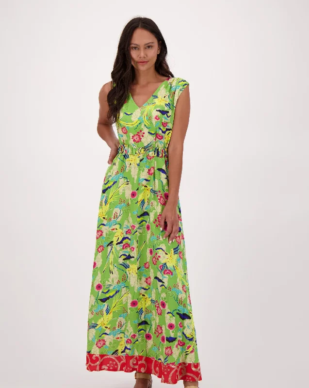 Long Dress With Belted Waist Tunics Chic elegant