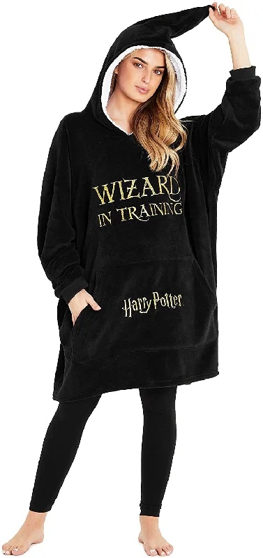 Harry Potter Black Hoodie Blanket Women, Fleece Oversized Sweatshirt Hoodie with Zipper Versatile Modern