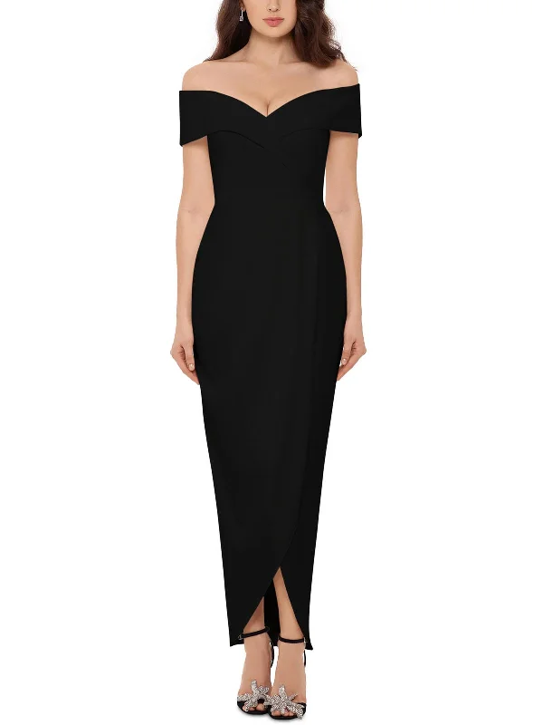 Petites Womens Crepe Maxi Evening Dress sweetheart Neckline Romantic