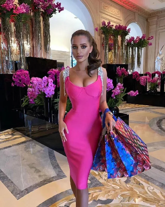 High Quality Black Pink Tassel Sleeve Slip Rayon Bandage Dress Elegant Cocktail Party Dress Tunics Velvet soft