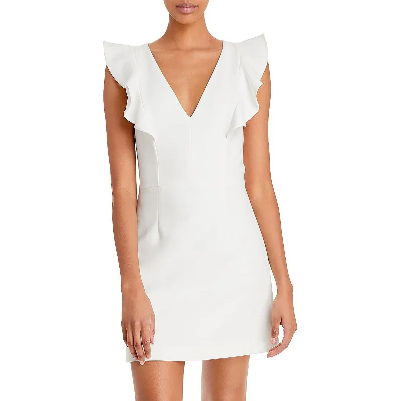 French Connection Womens Ruffled  Cocktail and Party Dress Shift Classic Vintage