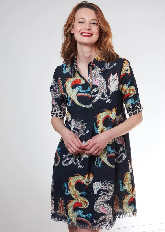 Chatham Dress Black Dragons Print Tunics Practical durable