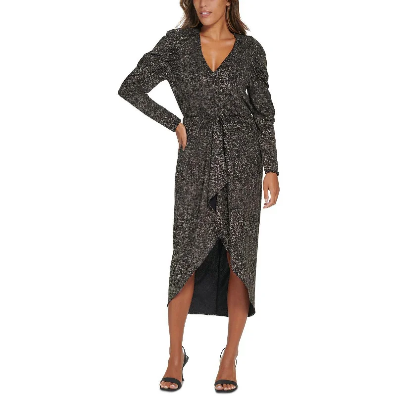 Calvin Klein Womens Waterfall Ruffle Hi-Low Cocktail and Party Dress Tunics Brand named