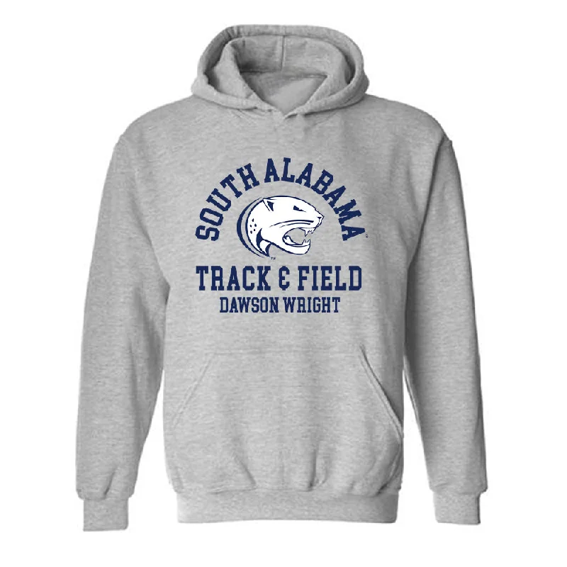 South Alabama - NCAA Women's Track & Field : Dawson Wright - Classic Fashion Shersey Hooded Sweatshirt Hoodie with Snap Buttons Easy Quick
