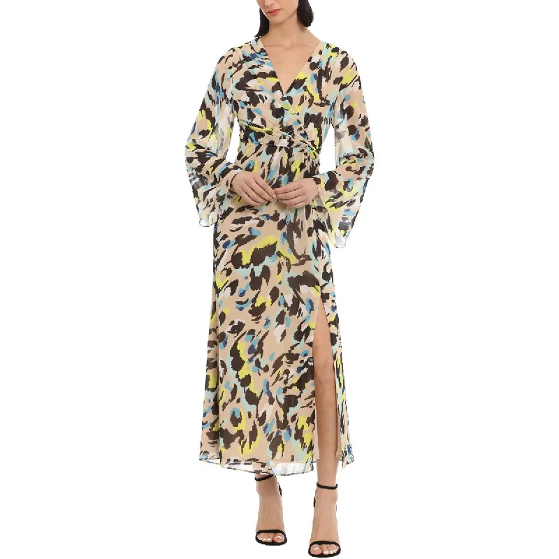 Donna Morgan Womens Slit V-Neck Cocktail And Party Dress Tunics Long Elegant