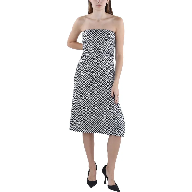 Donna Karan Womens Sequined Knee-Length Cocktail And Party Dress Cowl Neckline Elegant