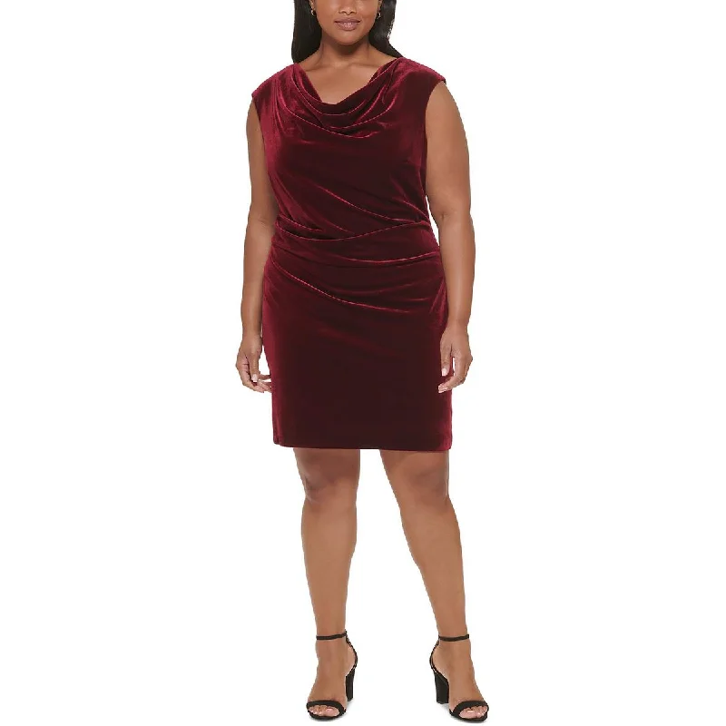 Jessica Howard Womens Plus Velvet Mini Cocktail and Party Dress Tunics Stylish elegant