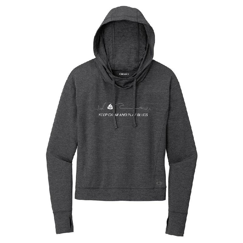 Keep Calm and Play Blues Ogio Hoodie (Women) - Black Heather Hoodie with V-Neck Classic Versatile