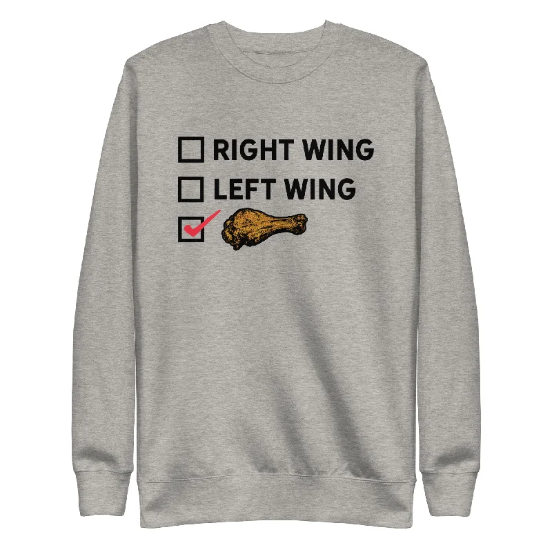 Right Wing, Left Wing, Chicken Wing Voter Crewneck Sweatshirt Hoodie with Rhinestones Sparkly Elegant
