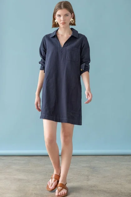 SPLIT NECK COLLARED DRESS Tunics Evening elegant